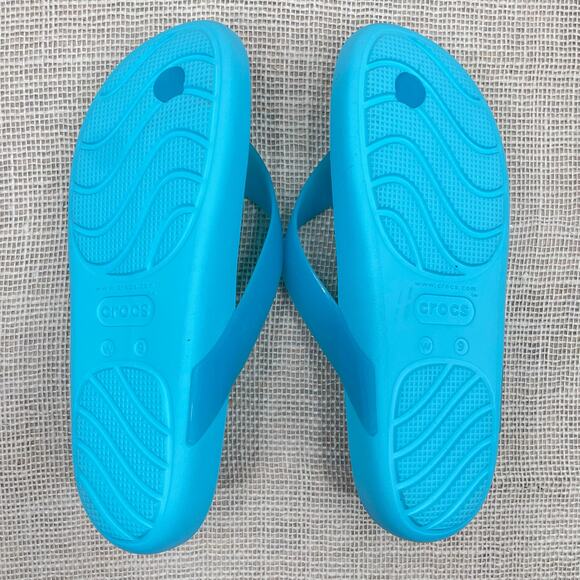 Crocs Splash Glossy Fun Flip Flops, Aqua Blue, Ladies 9, NWOT - Picture 5 of 6
